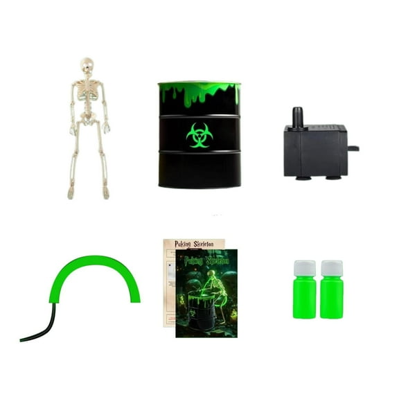 GiLiling Glowing Vomiting Skeleton Decorations with Black Bucket, Halloween Scary Decorations Indoor Outdoor, Themed Event Prop for Haunted Houses and Interactive Halloween Displays