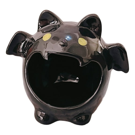 GiLiling Halloween Bat Candlestick Ornament Ceramic Figurine Ashtray Alternative Desk Sculpture Witchery Theme, Bat Shaped Candy Bowl, Novelty Ornament Design for Tabletop