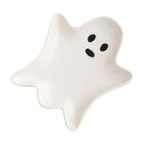 ​​GiLiling Halloween Ghost Shaped Ceramic Dish Snack Tray Jewelry Storage Decor Themed Serving Plate Candy Holder Decorative Bowl Holiday Party Tableware​​