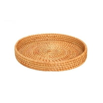 ​​GiLiling Handwoven Round Rattan Tray | Decorative Coffee Table Serving Basket | Ottoman-Style Bread Presentation Platter | Wicker Kitchen Display Accessory​​