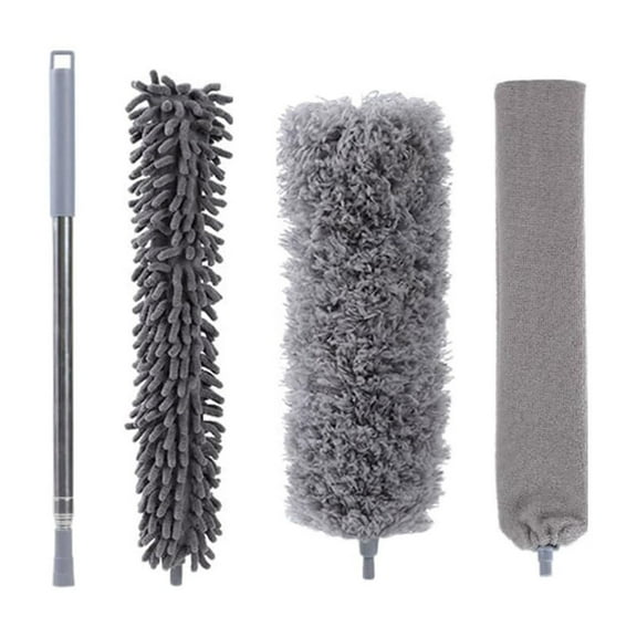 GiLiling High Reach Duster Kit, 3-in-1 Microfiber Feather Duster, Chenille Duster, Cobweb Duster, Indoor & Outdoor Extendable Bendable Cleaning Set