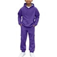 thumbnail image 1 of GiLiling Hoodie Sweatsuit Set for Boys Girls 2 Piece Hooded Sweatshirt Jogger Sweatpants Tracksuit Kids Athletic Solid Outfits (Purple, 7-8 Years), 1 of 8
