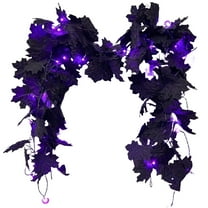​​GiLiling Indoor LED Halloween Maple Vine Garland in Black & Gold​​ | Warm Lighted Decor for Staircase Garlands, Wall Accents, and Gothic Holiday Ambiance Illumination