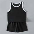 thumbnail image 1 of GiLiling Kids 2 Piece Basketball Uniform Set Performance Jersey and Shorts with White Trim Quick Dry Sports Outfit (Black, 5-6 Years), 1 of 9