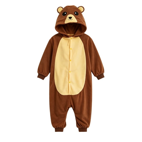GiLiling Kids Animal Onesie Playwear Unisex Children Brown Bear One Piece Playwear for Girls Boys Halloween Dress-Up Outfit Dress Up (Brown, 6-8 Years)