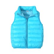 GiLiling Kids Boys Girls Lightweight Puffer Vest Sleeveless Jacket Stand Collar Coat Winter Warm Zip up Outerwear Sky Blue, 11-12 Years