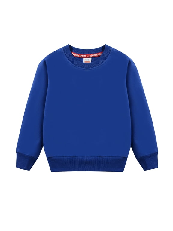 Kids Boys Girls Solid Color Cotton Thin Tops Sweatshirt Fall Plain Casual Long Sleeve Crew Neck Pullover Sweater Clothes (BU1, 6-7 Years)