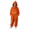 thumbnail image 1 of GiLiling Kids Boys and Girls Pumpkin Jumpsuit Halloween Costume Fleece Zip up One Piece Outfit Long Sleeve Hooded Clothes (Hot Pink, 2-3 Years), 1 of 4