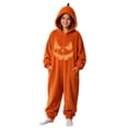 thumbnail image 1 of GiLiling Kids Boys and Girls Pumpkin Jumpsuit Halloween Costume Fleece Zip up One Piece Outfit Long Sleeve Hooded Clothes (Red, 8-9 Years), 1 of 4