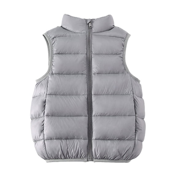 GiLiling Kids Boys and Girls Winter Puffer Vest Lightweight Sleeveless Jacket with Pockets Quilted Full Zip Outerwear (Grey, 3-4 Years)