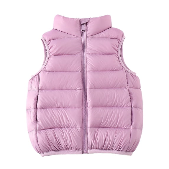 GiLiling Kids Boys and Girls Winter Puffer Vest Lightweight Sleeveless Jacket with Pockets Quilted Full Zip Outerwear (Purple, 5-6 Years)