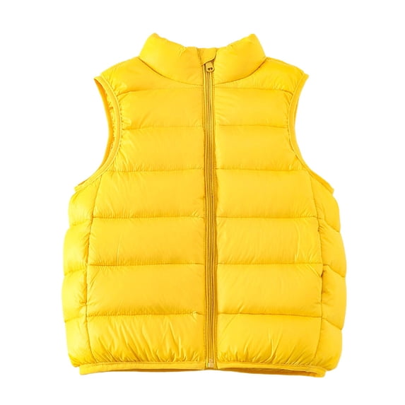 GiLiling Kids Boys and Girls Winter Puffer Vest Lightweight Sleeveless Jacket with Pockets Quilted Full Zip Outerwear (Yellow, 9-10 Years)