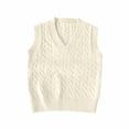 thumbnail image 1 of GiLiling Kids Cable Knit Sweater Vest Crochet V Neck Sleeveless Pullover Boys Girls Cotton Waistcoat Loose Fit Lightweight Comfortable Clothes (Beige, 11-12 Years), 1 of 6