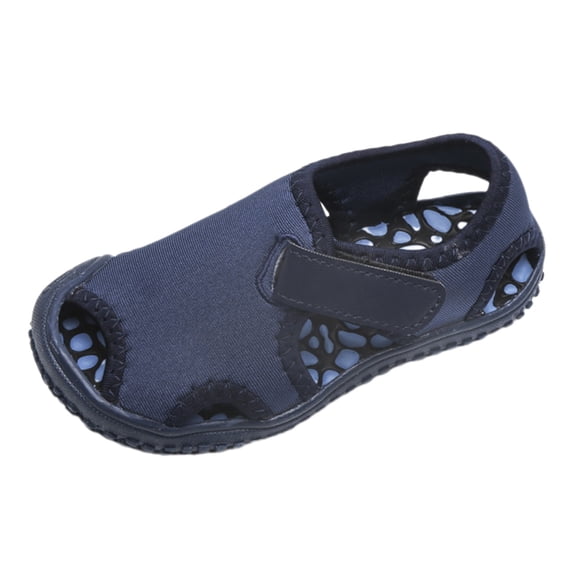 GiLiling Kids Closed-Toe Water Shoes, Breathable Quick-Dry Cloth Upper Adjustable Strap Non-Slip Rubber Sole, Outdoor Beach Pool Sandals (Blue, 7-8 Years)