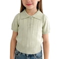 thumbnail image 1 of GiLiling Kids Collared Knit Shirt - Short Sleeve Solid Color Lightweight Sweater Polo Top for Boys Girls Summer Wear (Light Green, 12-18 Months), 1 of 6