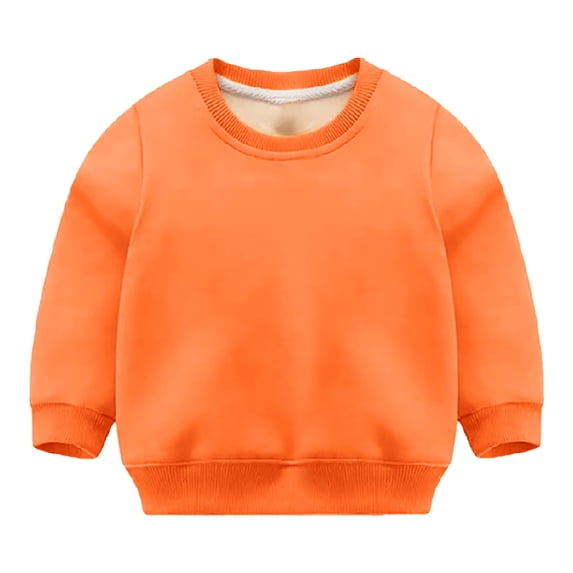 GiLiling Kids Cotton Sweatshirt, Toddler Long Sleeve Crewneck Pullover, Thin Lightweight Sweatshits for Boys and Girls, Everyday Casual Top (Orange, 2-3 Years)