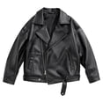 thumbnail image 1 of GiLiling Kids Faux Leather Biker Jacket Moto Style Coat Boys Girls Motorcycle Fall Winter Jacket Zipper Front Cozy Lining Outwear (Black, 9-10 Years), 1 of 9