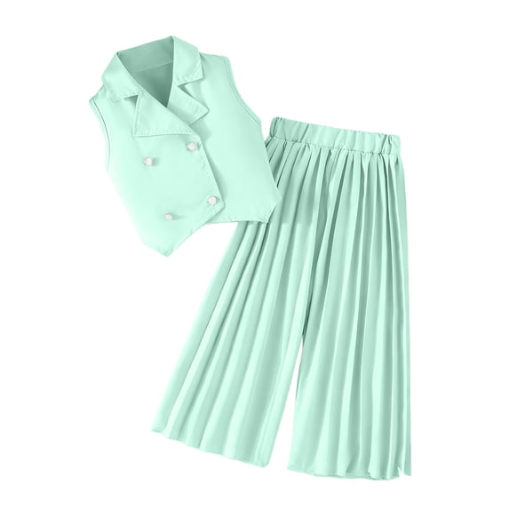 GiLiling Kids Girl's 2 Piece Outfits Button Up Sleeveless Suit Vest and ...