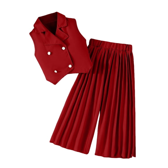 GiLiling Kids Girl's 2 Piece Outfits Button Up Sleeveless Suit Vest and ...