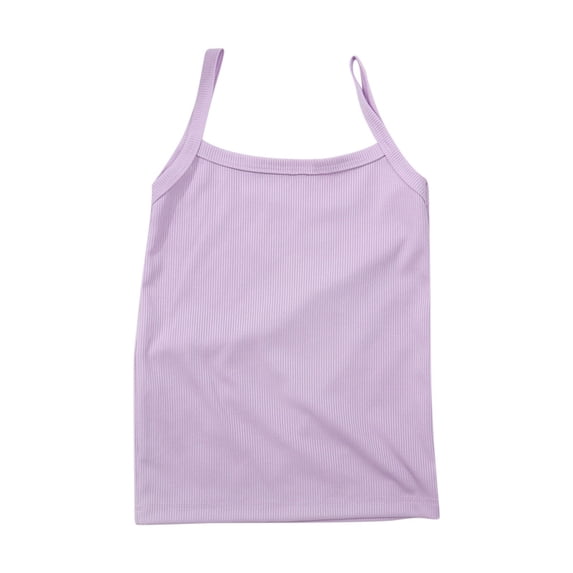 GiLiling Kids Girls Cotton Tank Tops Toddler Ribbed Sleeveless Spaghetti Strap Soft Summer Undershirts (Purple, 5-6 Years)
