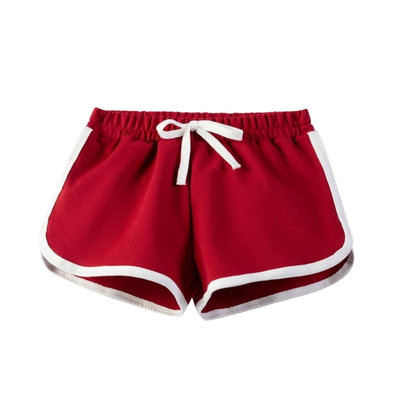 GiLiling Kids Girls Dolphin Shorts Running Athletic Sports Cotton Shorts Teen Loose Fit Elastic Waist Drawstring Summer Wear (Red, 3-4 Years)