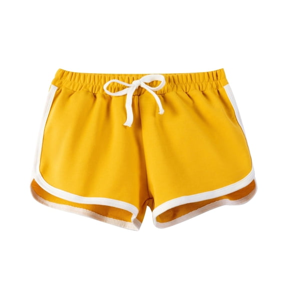 GiLiling Kids Girls Dolphin Shorts Running Athletic Sports Cotton Shorts Teen Loose Fit Elastic Waist Drawstring Summer Wear (Yellow, 13-14 Years)