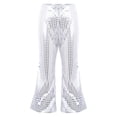 thumbnail image 1 of GiLiling Kids Girls Sparkly Sequins Dance Pants, Wide Leg Bell Bottom Flared Trousers for Hip Hop Jazz Disco (Silver, 3-4 Years), 1 of 7