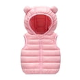 thumbnail image 1 of GiLiling Baby Boys Girls Hooded Puffer Vest Winter Lightweight Sleeveless Bear Ears Zipper up Jacket Down Vest Coat Kids (Pink, 18-24 Months), 1 of 4