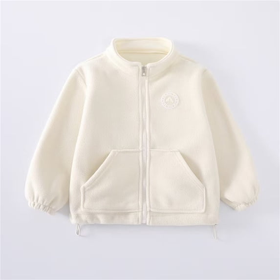 GiLiling Kids Sherpa Jacket - Boys Girls Zip Up Turtleneck Fleece Coat Fuzzy Fall Winter Outerwear Coat with Pockets (Beige, 5-7 Years)