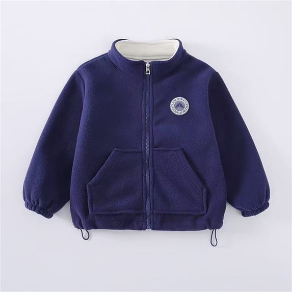 GiLiling Kids Sherpa Jacket - Boys Girls Zip Up Turtleneck Fleece Coat Fuzzy Fall Winter Outerwear Coat with Pockets (Navy, 12-13 Years)