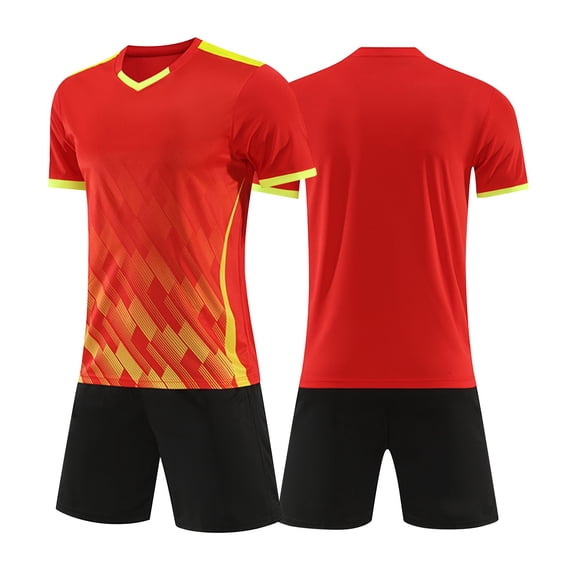 GiLiling Kids Soccer Jersey and Shorts Set, Youth Athletic Uniform for Practice, Games and Indoor Turf Sports Wear (Red, XS)