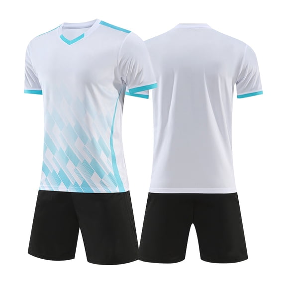 GiLiling Kids Soccer Jersey and Shorts Set, Youth Athletic Uniform for Practice, Games and Indoor Turf Sports Wear (White, 2XL)