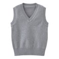 thumbnail image 1 of GiLiling Kids Sweater Vest - School Uniform Solid Color Sleeveless V Neck Knitted Pullover for Girls Boys Spring Autumn Wear (Light Ashy, 5-6 Years), 1 of 6