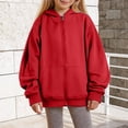 thumbnail image 1 of GiLiling Kids Teen Boys Girls Zip Up Hoodie Long Sleeve Warm Fleece Sweatshirt Oversized Jacket with Pockets Casual Fall Fashion Outfit (Red, 5-6 Years), 1 of 4