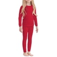 thumbnail image 1 of GiLiling Kids Thermal Base Layer Set - Solid Color Long Sleeve Shirt and Leggings, 2 Piece Lightweight Outfit (Red, 5-6 Years), 1 of 4