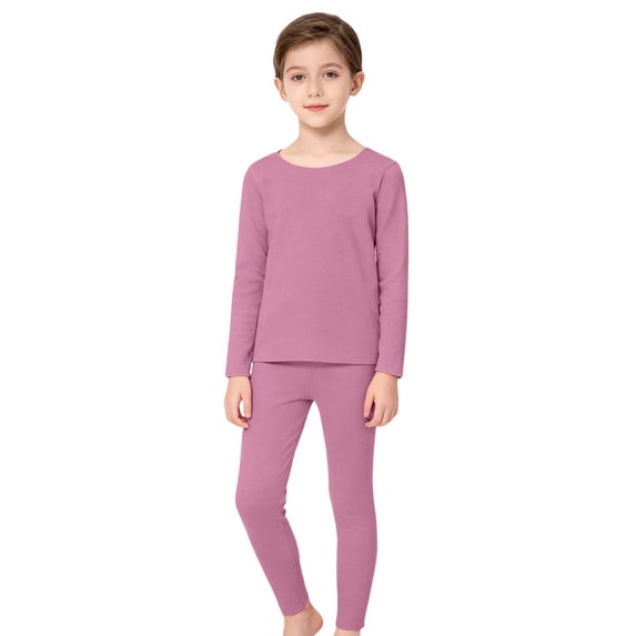 GiLiling Kids Thermal Underwear Set, Long Sleeve Base Layer Top and Thermal Pants for Winter Warmth, Daily Wear and Layering (Purple, 9-10Years)