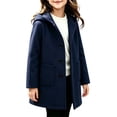 thumbnail image 1 of GiLiling Kids Toddler Boys and Girls Single Breasted Pea Coat Wool Blend Trench Coat Long Sleeve Mid Length Hooded Overcoat ﻿ (Blue, 9-10 Years), 1 of 4