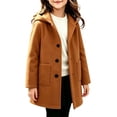 thumbnail image 1 of GiLiling Kids Toddler Boys and Girls Single Breasted Pea Coat Wool Blend Trench Coat Long Sleeve Mid Length Hooded Overcoat ﻿ (Brown, 12-18 Months), 1 of 4