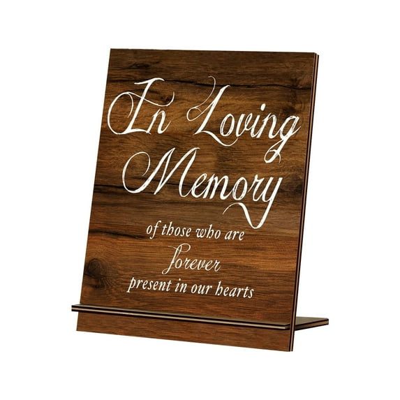 GiLiling In Loving Memory Wedding Wooden Stand, Memorial Wedding Wooden Stand, Wedding Sign with Stand, Rustic Wooden Tabletop Decor for Wedding, Funeral Sympathy Remembrance Gifts