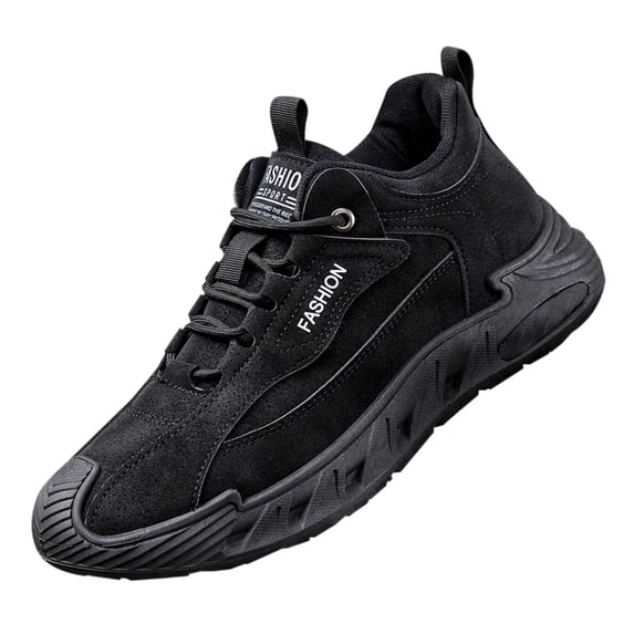 GiLiling Men's Lace Up Sneakers PU Leather Non Slip Thick Sole Walking Shoes Casual Work Sneakers for Outdoor Hiking Running