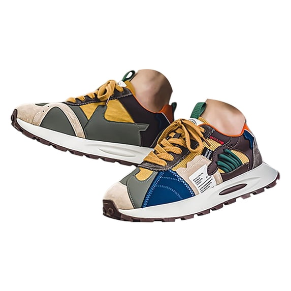 GiLiling Men's Walking Sneakers Lightweight Athletic Shoes Breathable PU Upper Non Slip Rubber Sole Retro Casual Fashion Trainers for Daily Workout Outdoor Activity