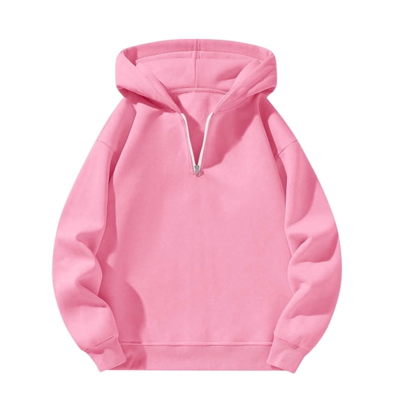 GiLiling Mens Hoodies Quarter Zip Long Sleeve Drop Shoulder Sweatshirts Baggy 1/4 Zip Workout Pullover Fall Streetwear (Pink, 9-10 Years)