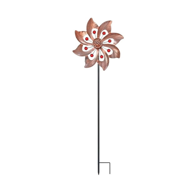 GiLiling Metal Flower Wind Stake, Decorative Garden Windmill Spinner for Yard Art and Landscape Ornament, Adds Movement and Color to Your Outdoor Space