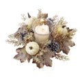 thumbnail image 1 of ​​GiLiling Pumpkin & Pinecone Small Decorative Wreath and Candle Holder​​ | Fall Thanksgiving Table Decor for Scented Home Atmosphere Enhancement and Rustic Entryway Styling, 1 of 4