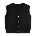 thumbnail image 1 of GiLiling School Vest for Girls Boys Button Uniform Sweater Vest Sleeveless Cable Knit V Neck Fall Winter Waistcoat (Black, 7-8 Years), 1 of 8