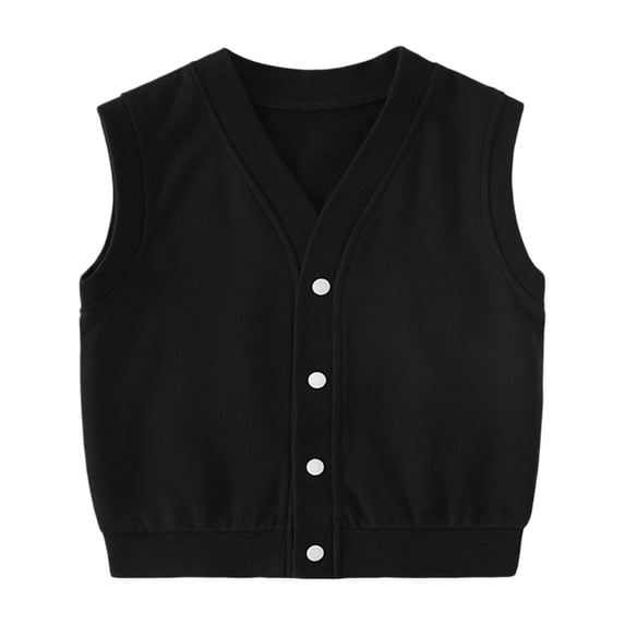 GiLiling School Vest for Girls Boys Button Uniform Sweater Vest Sleeveless Cable Knit V Neck Fall Winter Waistcoat (Black, 7-8 Years)