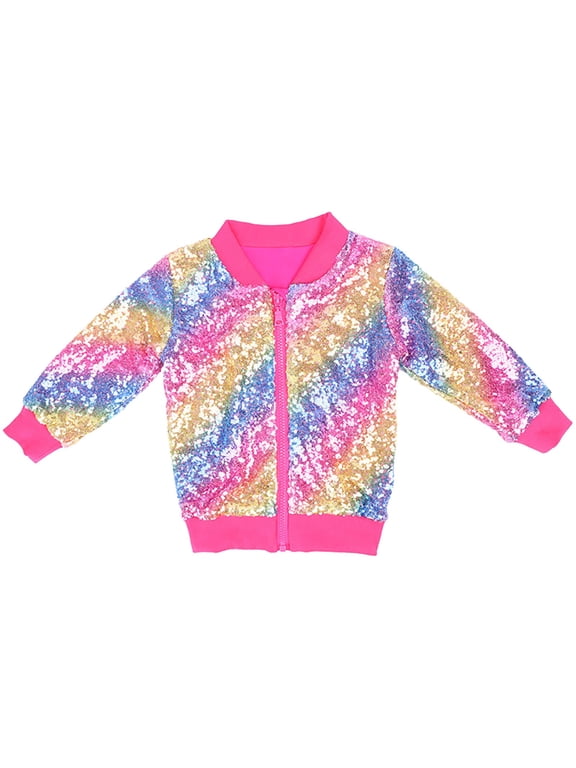 Sequins Jackets for Toddler Zipper Long Sleeve Glitter Jackets Coats Kids Baby Boys Girls Solid Sequins Coats Tops (Yellow, 4 Years)