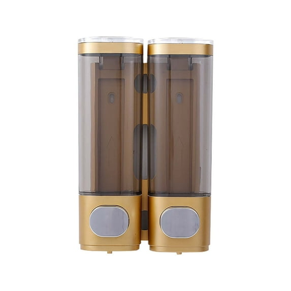 GiLiling Shampoo and Conditioner Dispenser, Shower Dispenser 2 Chamber No Drill Shampoo Dispenser for Shower Wall Mounted Shower Soap Dispenser for Bathroom Hotel, 2 * 300ml