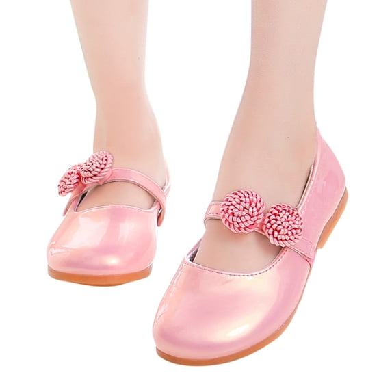 GiLiling Shoes Flats for Girls, Mary Jane Dress Shoes, Closed-Toe Ballet Flats, Low Block Heel for School Formal Occasions (Pink, 10-10.5 Years)