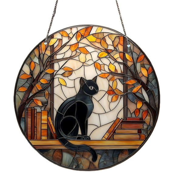 ​​GiLiling Skeleton Stained Glass Hanging Pendant - Colorful Gothic Acrylic Wall Decor for Window Garden Halloween Light Show Effects, Reflective Seasonal Display​​